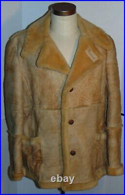 Men's Vtg Marlboro Man Sears Shearling Sheepskin Leather Rancher Jacket! 42 Tall