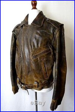 Men's WW2 Vintage French Aviator Flight Biker Motorcycle Jacket Size 48R KB277