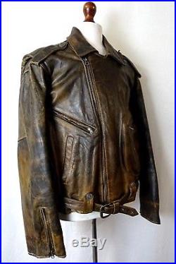 Men's WW2 Vintage French Aviator Flight Biker Motorcycle Jacket Size 48R KB277