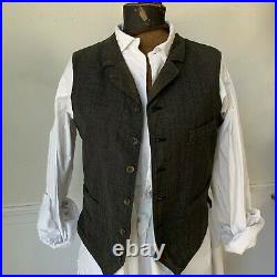 Men's vest or waistcoat Gray wool & Cotton French vintage clothing 1900's early