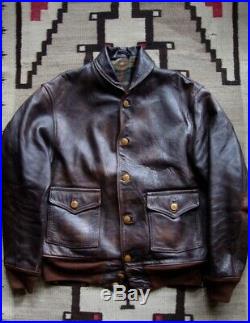 Mens 30s 1930s style cossack A-1 horsehide leather jacket buttoned front
