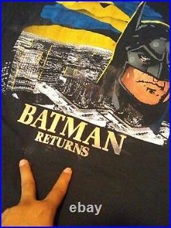 Mens Black Vintage XL Batman Returns Movie T SHIRT RAP Tees Screen Stars Bootleg