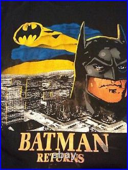 Mens Black Vintage XL Batman Returns Movie T SHIRT RAP Tees Screen Stars Bootleg