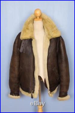 Mens SCHOTT B-3 USAAF Sheepskin Leather Winter Flight Jacket Size 48/50