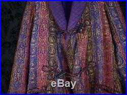Mens Silk Antique Victorian Edwardian Vtg Smoking Robe Jacket Blazer 38 small
