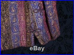 Mens Silk Antique Victorian Edwardian Vtg Smoking Robe Jacket Blazer 38 small