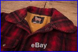 Mens Vintage 1950s Woolrich Wool Red Plaid Hunting Jacket Coat Size L 44 R3687