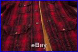 Mens Vintage 1950s Woolrich Wool Red Plaid Hunting Jacket Coat Size L 44 R3687