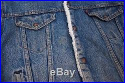 Mens Vintage 1980s Levis Fur Lined Blue Denim Sherpa Jacket Large 44 R6689
