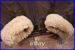 Mens Vintage B3 Sheepskin Shearling Fur Lined Leather Jacket Brown M 42 R5443