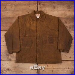 Mens Vintage CC Filson Double Logger Waxed Tin Cloth Jacket USA XL 46 R15458