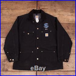 Mens Vintage Carhartt Black Blanket Lined Workwear Chore Jacket Large 44 R7987