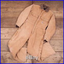 Mens Vintage Carhartt Duck Brown Workwear Coverall Boiler Suit Medium 38 R7871