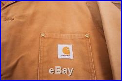 Mens Vintage Carhartt Washed Duck Lined Workwear Jacket Large Tall 44 R9765