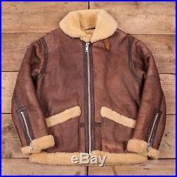 Mens Vintage Douglas B3 Leather Shearling Sheepskin Jacket Medium 40 R10358