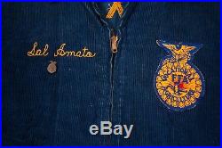 Mens Vintage FFA Future Farmers 60s Corduroy Jacket Talon Zip Small 36 XR 9394
