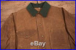 Mens Vintage Filson Tan Tin Cloth Wax Cotton Jacket USA Made Large 42 XR 8792