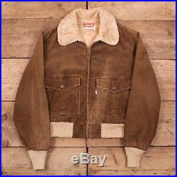 Mens Vintage Levis 70s Brown Cord Sherpa Jacket USA MADE Medium 38 R10067