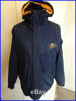 Mens Vintage Mountain Equipment Royal Blue Goretex Hooded Jacket Size Large