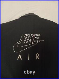 Mens Vintage Nike Air Varsity Wool Leather Jacket L Black