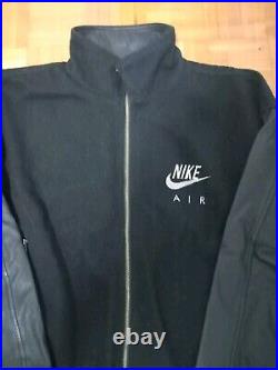 Mens Vintage Nike Air Varsity Wool Leather Jacket L Black