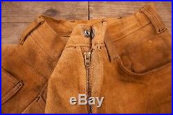 Mens Vintage RARE Levis Big E 60s Tan Suede Leather Trousers 32 x 32 XR 10164