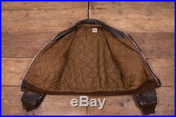 Mens Vintage Schott A2 Brown Quilt Lined Leather Flight Jacket Large 44 R6142