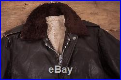 Mens Vintage Schott A2 Shearling Fur Lined Leather Jacket Brown 40 M R5445
