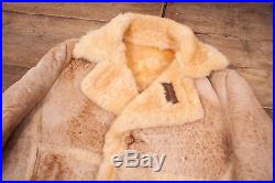 Mens Vintage Schott Beige Suede Sheepskin Sherpa Coat Jacket Large 42 R6727