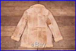 Mens Vintage Schott Beige Suede Sheepskin Sherpa Coat Jacket Large 42 R6727
