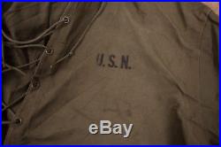 Mens Vintage US Navy 1940s Green Foul Weather Smock Jacket Medium 40 XR 8249