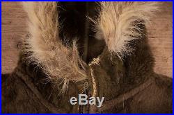 Mens Vintage WW2 Green Alpaca Mohair Mountain Parka Lining Talon XL 46 XR 10596