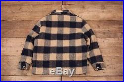 Mens Vintage Woolrich 1970s Blue Beige Wool Sherpa Jacket Coat Large 44 R11734