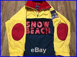 Mens Vtg 90s Polo Ralph Lauren Snow Beach Fleece Lined Pullover Jacket Medium