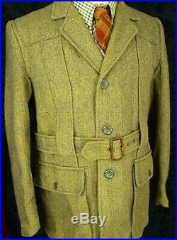 Mens vintage Full Derby Tweed Norfolk Shooting Jacket aquabacta Sz 40 Medium