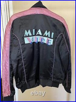 Miami Vice Jacket L Black/Pink/Turquoise Embroidered Vintage 80s Universal Stud