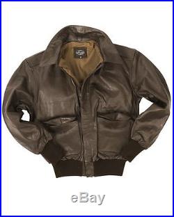 Mil-tec A2 Leather Flight Jacket Classic Military Army Mens Bomber