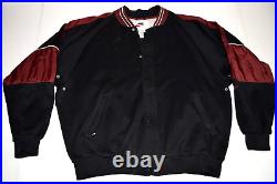 NKE Jacket Vintage 90s Fleece with Nylon Black Maroon Varsity Style Jacket Sz XL