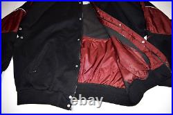 NKE Jacket Vintage 90s Fleece with Nylon Black Maroon Varsity Style Jacket Sz XL