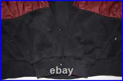 NKE Jacket Vintage 90s Fleece with Nylon Black Maroon Varsity Style Jacket Sz XL