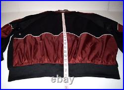 NKE Jacket Vintage 90s Fleece with Nylon Black Maroon Varsity Style Jacket Sz XL