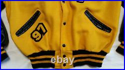 NMint Vintage Delong Sportswear Black/Yellow Wool Varsity Letterman Jacket Large