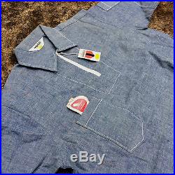NOS Vintage 50's Chambray Beach Surf Pullover Denim Shirt Sunglasses Pocket M