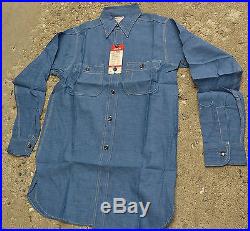 NOS Vtg 50's Hercules Sears Vat Dyed CHAMBRAY Work Shirt Gussets 14.5 SMALL USA