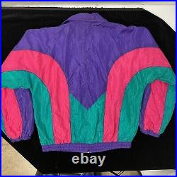 NOS Vtg 90's Thums Up Men Pink Purple COLORBLOCK Nylon TRACK Jacket Windbreaker