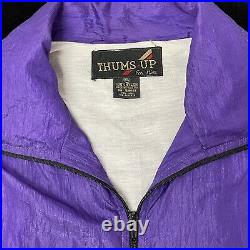 NOS Vtg 90's Thums Up Men Pink Purple COLORBLOCK Nylon TRACK Jacket Windbreaker