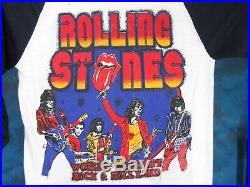 NOS vintage 80s ROLLING STONES CONCERT JERSEY T-Shirt SMALL rock metal tour soft