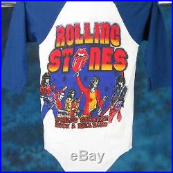 NOS vintage 80s ROLLING STONES CONCERT JERSEY T-Shirt XXS rock metal tour raglan