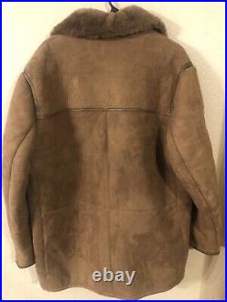 NWT Sawyer of Napa Men's Genuine Sheepskin Shearling Suede Leather Coat Size 46
