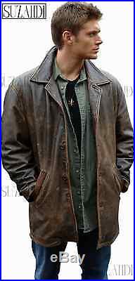 New Dean Winchester Supernatural Distressed Brown 100% Real Leather Jacket Coat